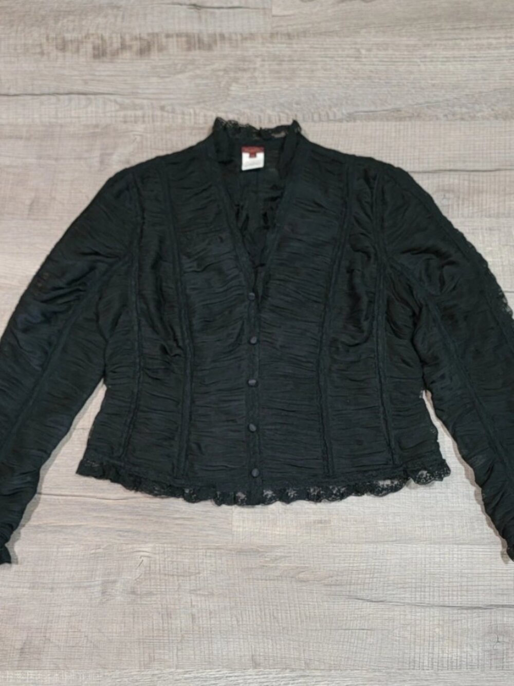Renato Nucci Lacey Whimsy Goth Button Up Blouse Ruffle Corset Top UK 44 (US 12)